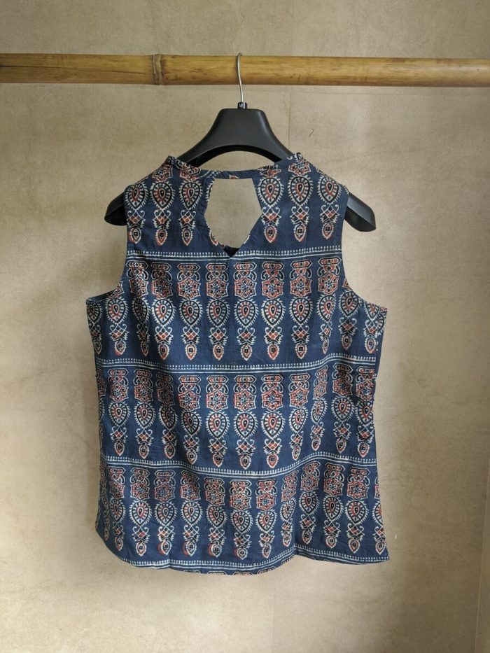 Blue Ajrakh Top Back