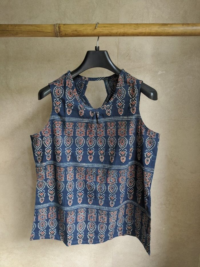 Blue Ajrakh Top Front