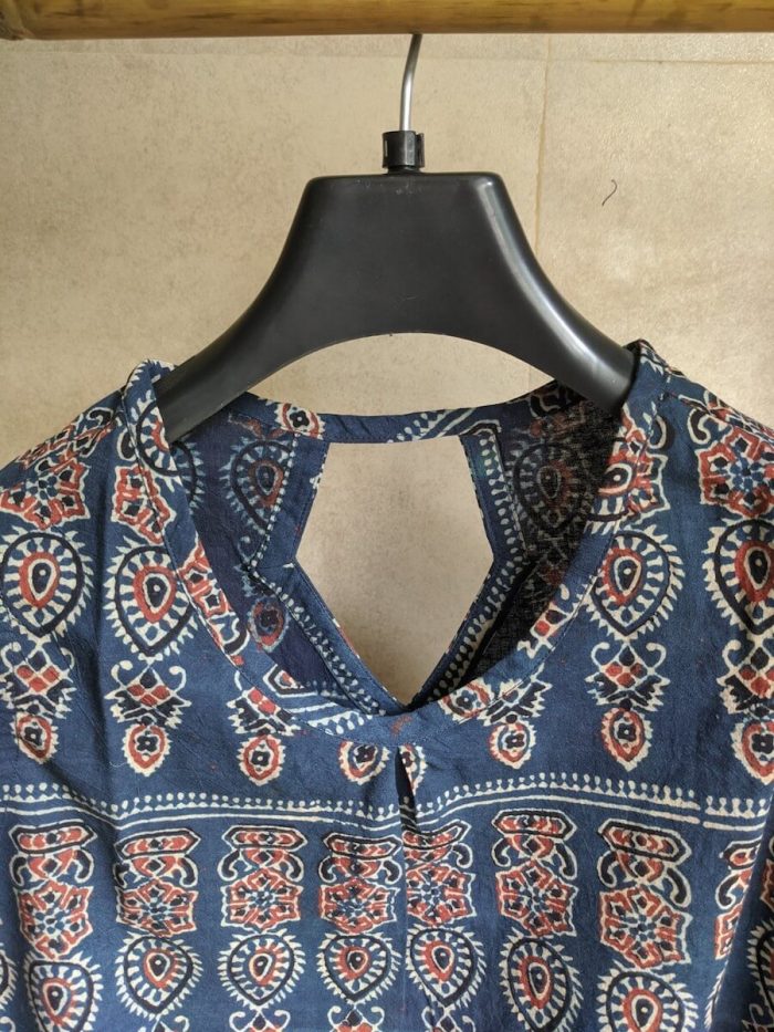 Blue Ajrakh Top Neck