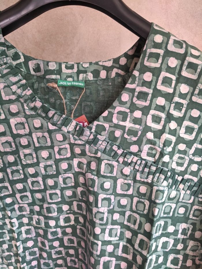 Handblock Printed Cotton Top (Green)