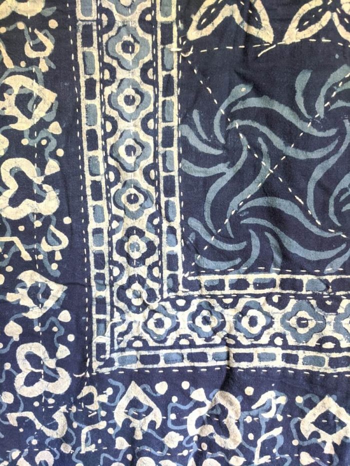 Indigo Blockprint Kantha Bedcover (Double)