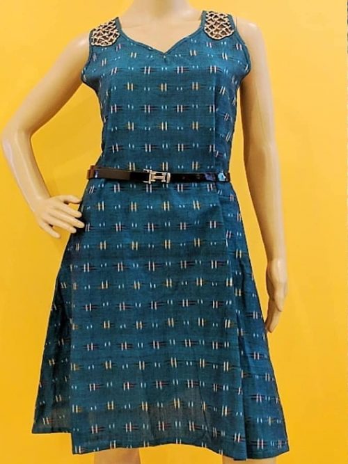 Green Cotton Ikat Dress