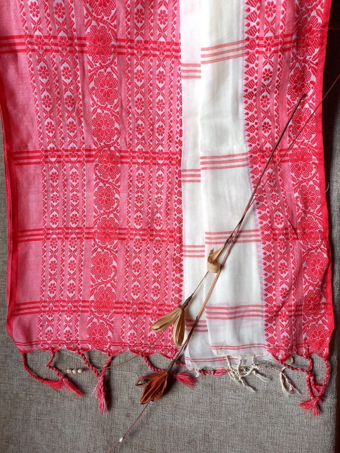 Cotton Handloom Saree with Pink border